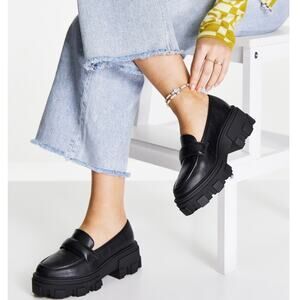ASOS DESIGN‎ Wide Fit Movable Padded Chunky Loafers in Black Size 11W